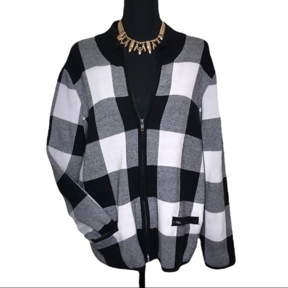 Tog Shop Women’s Buffalo Plaid Zip-front Sweater L